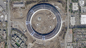 a social share image for the story: Apple HQ timelapse from space.