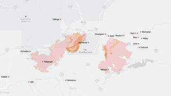 a social share image for the story: Tracking wildfires in the US.